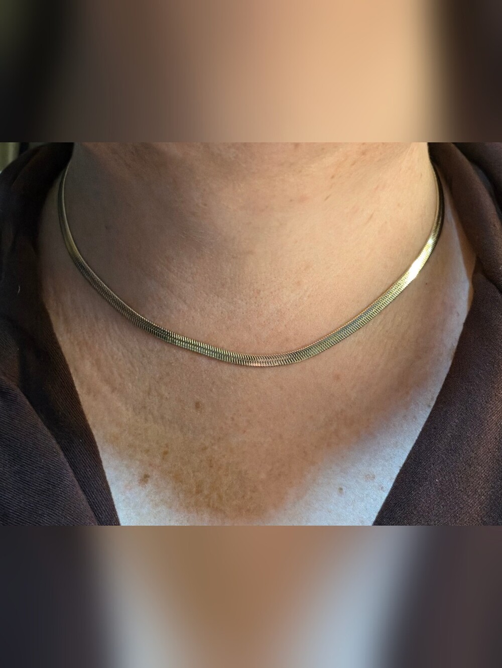 Herringbone Chain Necklace 18K Gold Plated